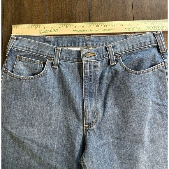 Carhartt BD1483-M Mens Blue Relaxed Fit 5 Pocket Denim Straight Jeans Size 38x32 - Picture 3 of 6
